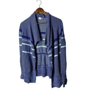 IVIVVA LULULEMON GIRLS SIZE 14 OPEN FRONT CARDIGAN‎ SWEATER - blue white